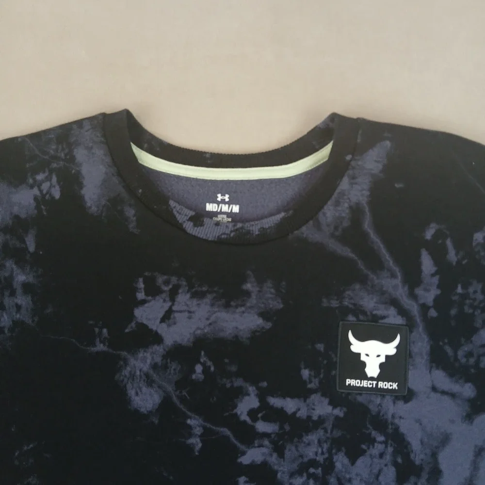 Under‎ Armour Project Rock Medium Mens Sweatshirt Fleece Pockets Lightning 23x28